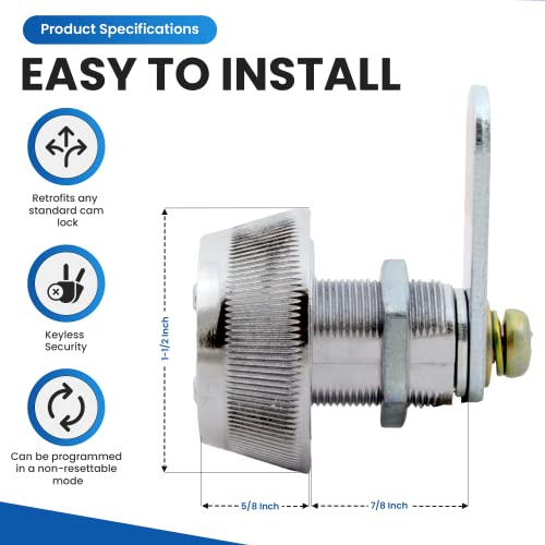 FJM Security 7850R-M 7850-M Chrome Medium Combi Combinated Cam Lock, 0.875 - Image 3