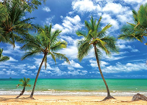 Tropical Seaside Beach Backdrop Summer Palm Tree Photography Background Blue Sea Sky Ocean Holiday Travel for Kids Portrait Banner Hawaiian Luau Theme Party Decoration Background - Image 2