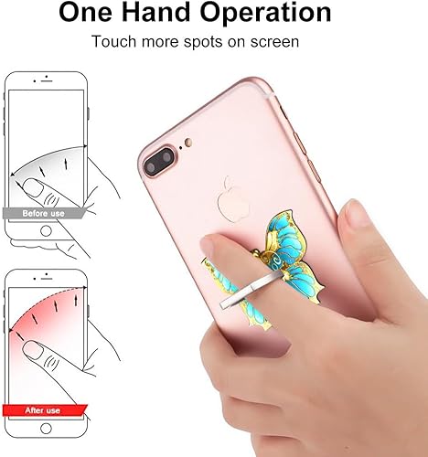 Miniatura 3 de Soporte de anillo de dedo de mariposa para teléfono celular, rotación de 360 grados, agarre de anillo de metal para iPhone, Samsung Galaxy, todos