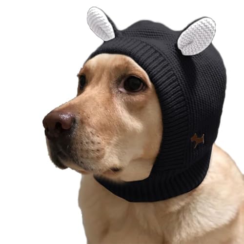YAMEE - YAMEE Dog Winter Hats for Large Dogs, Small Dog Hat Dog Ear Muffs Noise Protection, Dog Knitted Hat Holiday Outdoor Walking Essential Clothing Matching (Large, Black)
