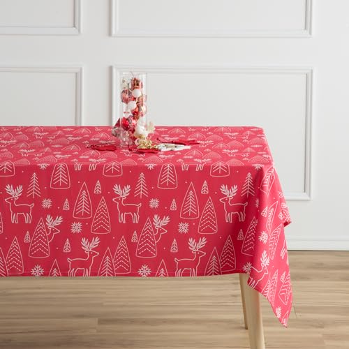 MINT DECO Nappe anti-taches 100 % coton Tree 140 x 140