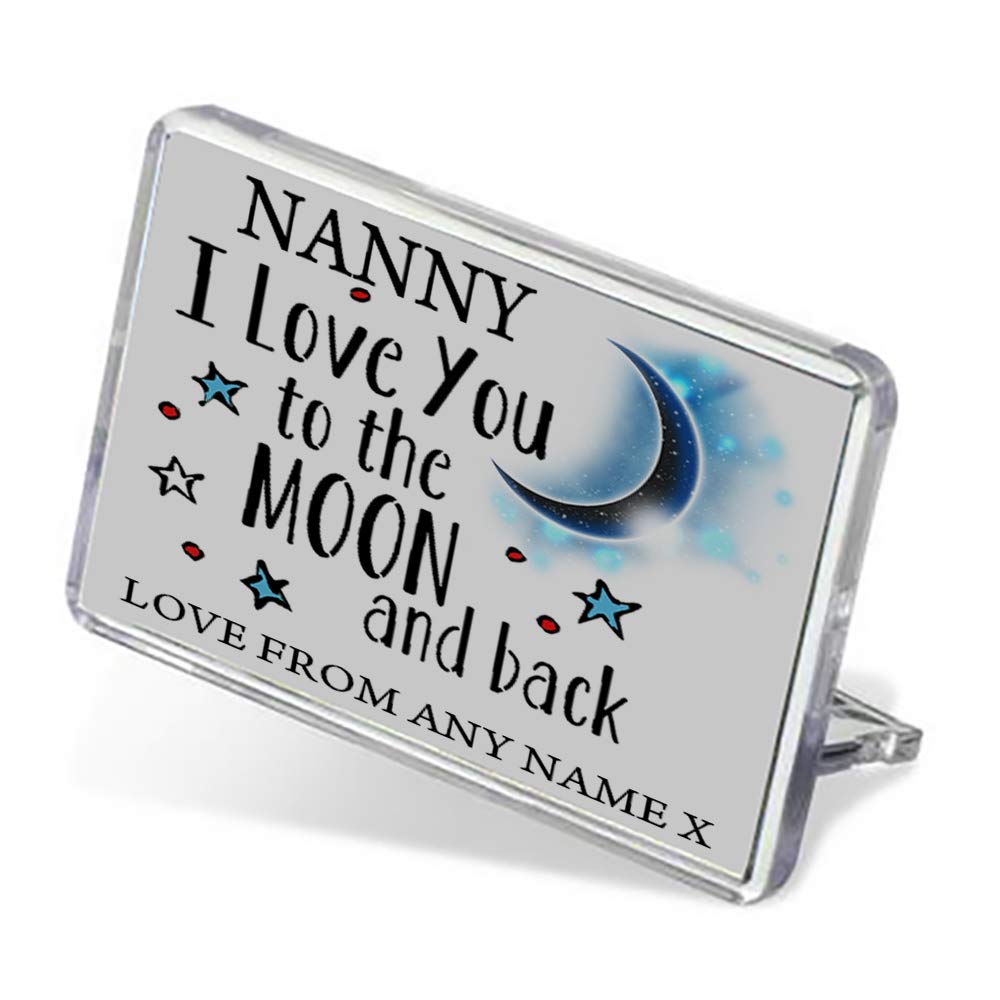 Giftme Personalised Nanny I love You To The Moon And Back Sentimental Keepsake Birthday Gift Memories Fridge Magnet.