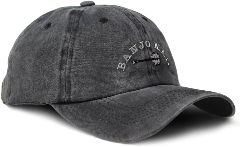 Soft Baseball Cap Embroidered Dad Hat Banjo Man Embroidery Vintage Hats Washed Baseball Cap Cotton