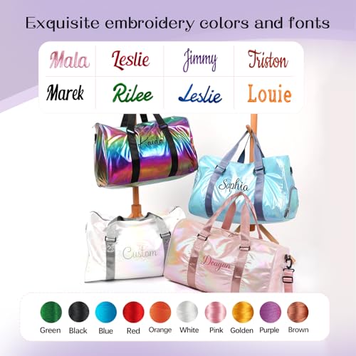 Personalized Gym Bag for Women & Kids - 32L Waterproof Duffle Bag with Wet Pocket, Shoe Compartment & Embroidery Name | Travel, Sports, Overnight Foldable Weekender(White)4
