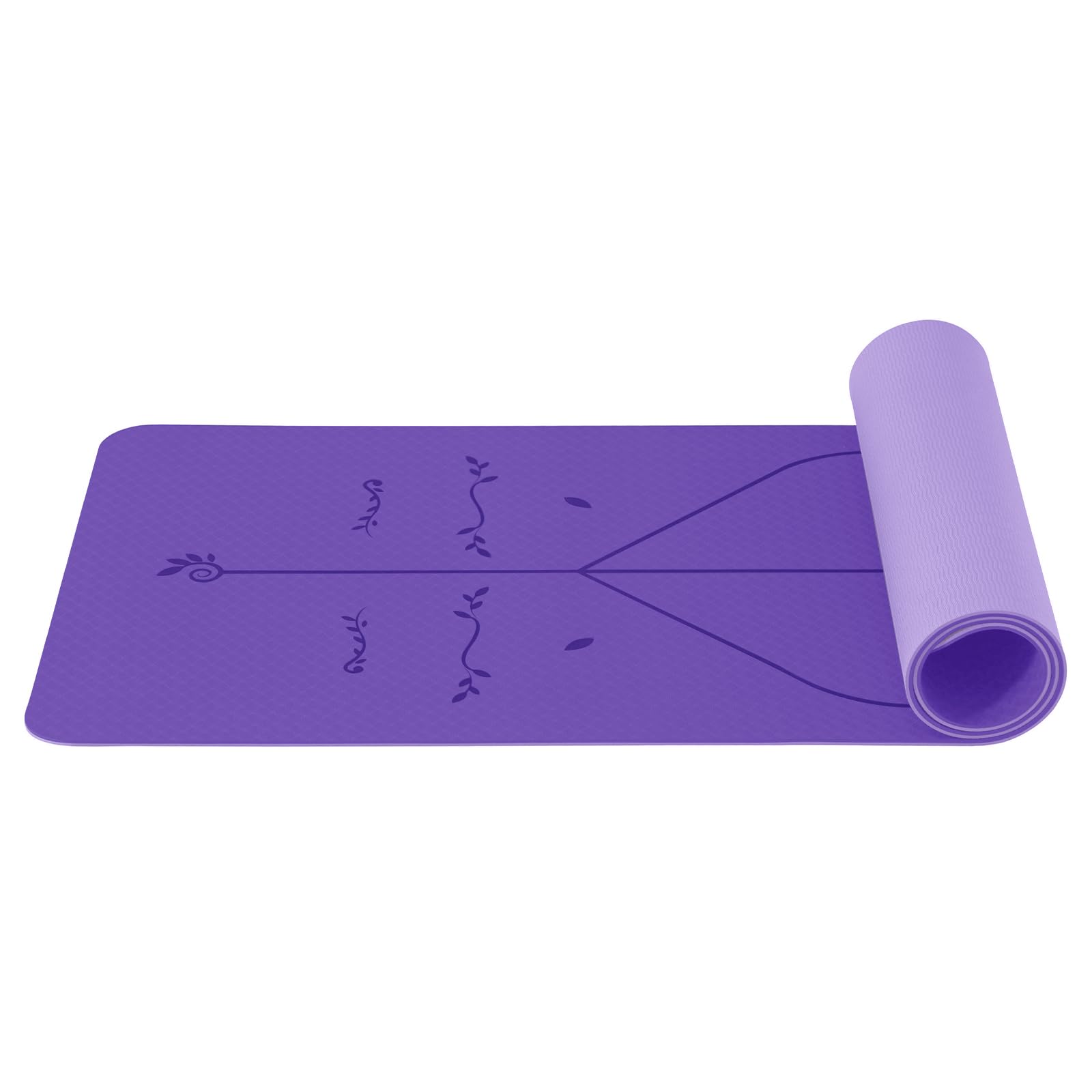 Good Nite Yoga Mat 6 mm TPE Alignment Lines Non-Slip Exercise Gymnastics Pilates Fitness Sports Mat with Carry Strap 183 x 61 x 0.6 cm
