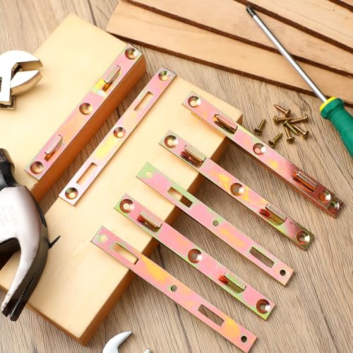 MorningRo 4 Pair 5" Bed Rail Fasteners Bed Rail Brackets with Screws Heavy Duty Bed Frame Rail Hardware Bed Rail Connectors Bed Frame Replacement Parts for Furniture Bed Wood - Image 6