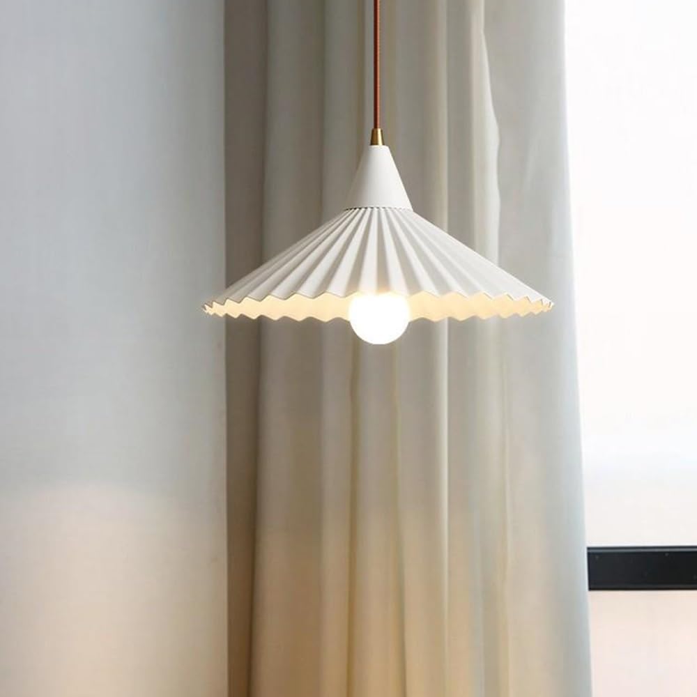Lámpara colgante pequeña blanca retro E27 plisada de estilo japonés para pasillo