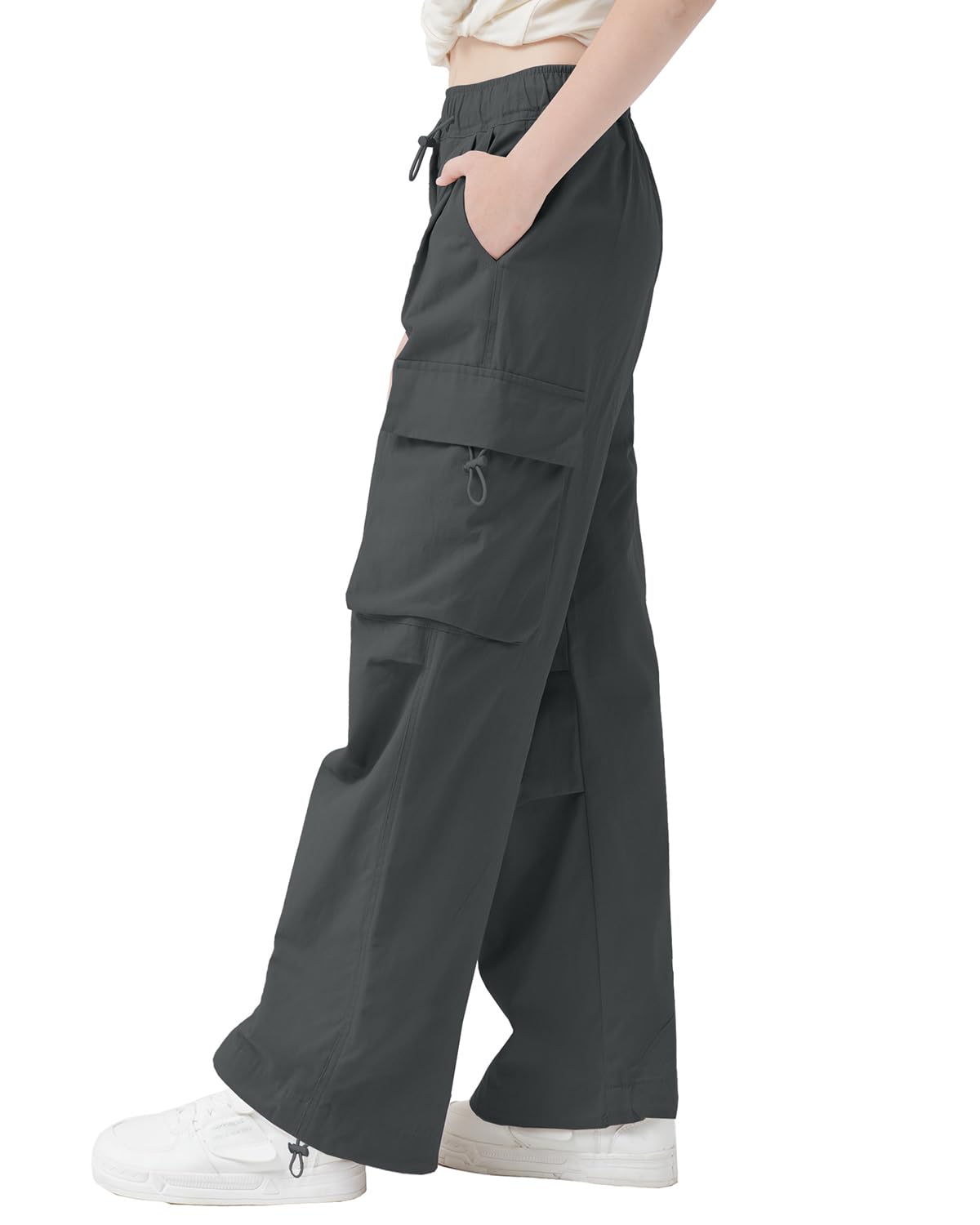 AOWKULAE Pantaloni cargo da ragazza, casual, con coulisse, abbigliamento sportivo, pantaloni da paracadute