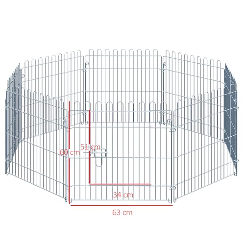 PawHut Freilaufgehege Welpenauslauf Welpenzaun Laufstall Welpengitter für Tiere 8-teilig B63 x H60 cm
