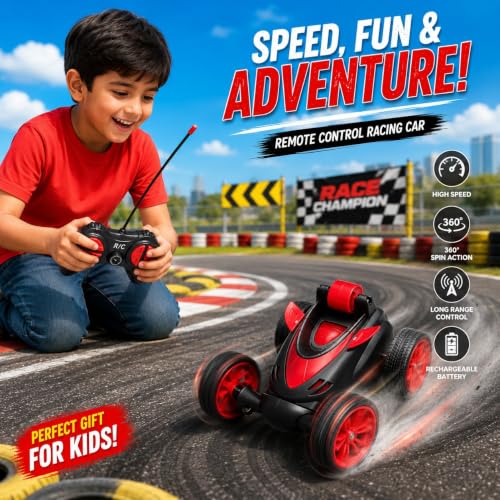 Image of RC Stunt Car for Kids | 360 Rotating Drift Car with USB Charging | High Speed Racing Vehicle with Easy Controller | Indoor & Outdoor Toy for Boys & Girls