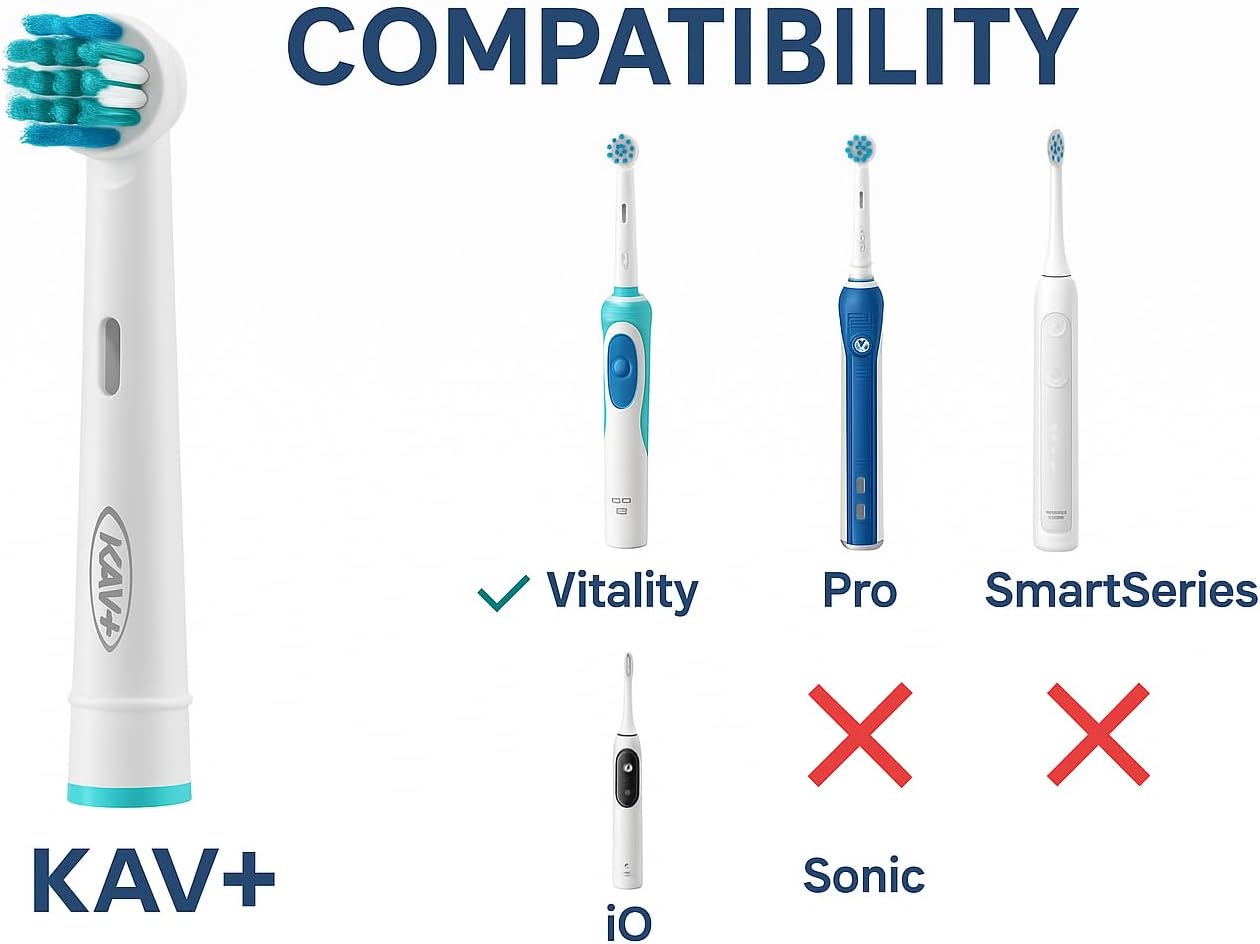 Electric Toothbrush Heads Compatible with Oral-B – Pack of 4 Replacement Toothbrush Heads – Bonus Whitening Toothpaste Included – Vibrant Peppermint, 24g (4 Heads + 1 Toothpaste)