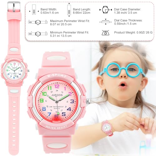 Juboos Kids Watch with Night Lights Boys Girls Waterproof Soft Strap Kids Time Teaching Wristwatch4