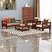 Jeen Wood Solid Sheesham Wood Sofa Set Wooden 4 Seater Sofa Set (2+1+1) 4-Person Sofa Set With Cushions Home And Office Furniture Wooden Sofa Set For Living Room (Brown Finish)