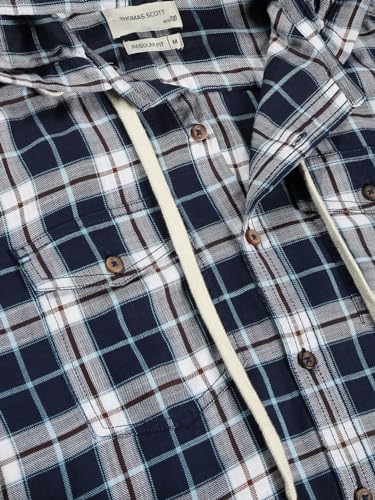 Image of Thomas Scott Men's | Checks | Full Sleeve | Regular Fit | 100% Cotton | Hooded | Casual Shirt