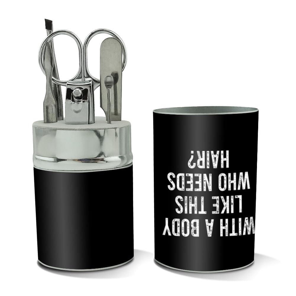 GRAPHICS & MORE Who Needs Hair Stainless Steel Manicure Pedicure Grooming Beauty Care Travel Kit