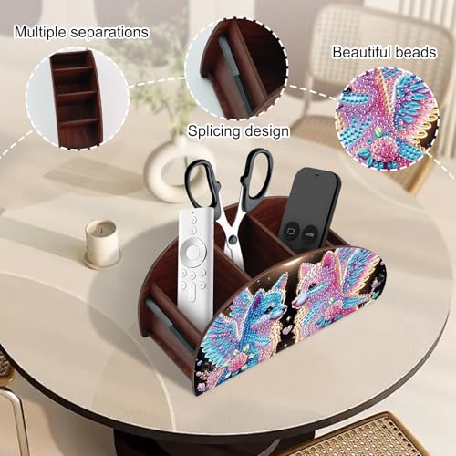 Image of DIY Diamond Painting Storage Box Organizer Couple Winged Foxes Handmade 5D Rhinestone Diamond Art Desktop Holder for Home Organization Craft Tabletop Valentine's Day Decoration