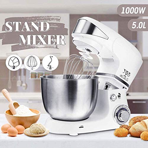 Standmixer, 5L Mixer Bowl, mit 1000W Teighaken & Ballon Schneebesen mit 6 Geschwindigkeiten Mixer, für Kuchen, Teige, Brot, Mixer &