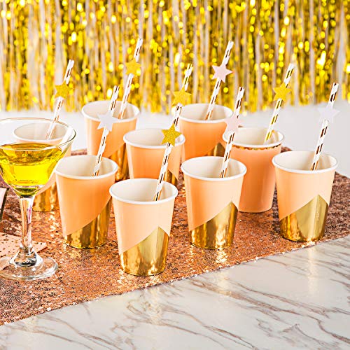 Image of MOWO Gold, Pink and White Stars Confetti Table Decoration, 1.2'', 200pc | 200 Pieces, Wedding Party Decor, Table Decor