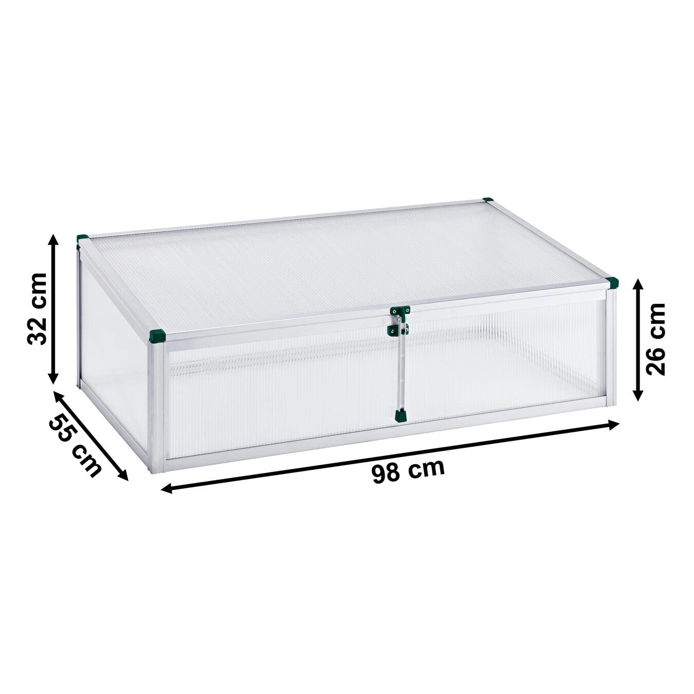 Beckmann Frühbeet Typ Allgäu Modell FSH [10 Jahre Garantie] Hagelfeste 6mm Polycarbonatplatten I Made in Germany I UV-Schutz I Premium Aluminium Mini Gewächshaus I 98x58cm