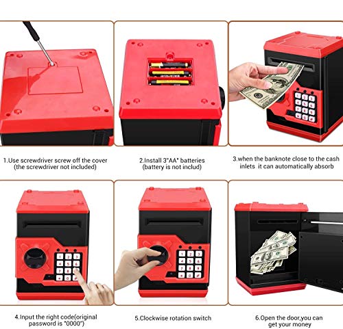 Image of WBD Mini Piggy Bank Safe Box Money Coin Atm Bank Toy Atm Machine Kids Gift Money Box Digital Saving Boxes (Color And Design My Vary, Modern, Pink, White)