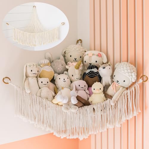 Image of Lemon and Lilacs Stuffed Animal Hammock Corner– Stuffed Animal Net for Stuffed Animals, Yarn, Towels and Toys- Hammock for Stuffed Animals