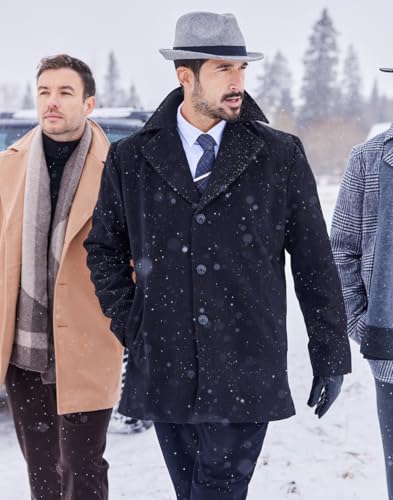 COOFANDY Mens Trench Coat Notched Collar Single Breasted Peacoat Winter Overcoat With Pockets4