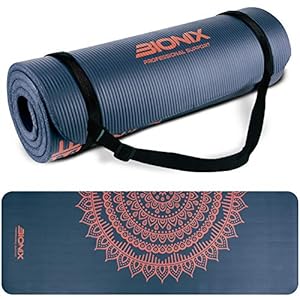 Bionix Premium Printed Yoga Mat – Thick Exercise Foam NBR with Non Slip Large Surface & Carry Straps | Perfect for Pilates Gymnastics Fitness Workout Home Gym Training Equipment | Best For Men Women