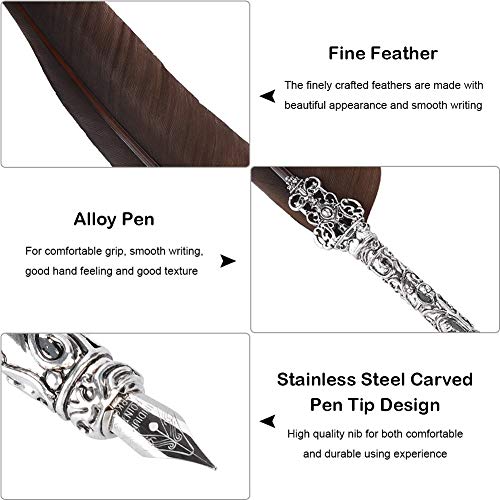 Caneta de pena, caneta de cabelo de ganso, 32 * 24 * 5 cm / 12,6 * 9,4 * 2 pol. Casais, amigos, prof