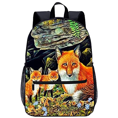 Sac d'école unisexe Fox imprimé 3D pour enfants - Sac à dos décontracté de mode 45x30x15cm
