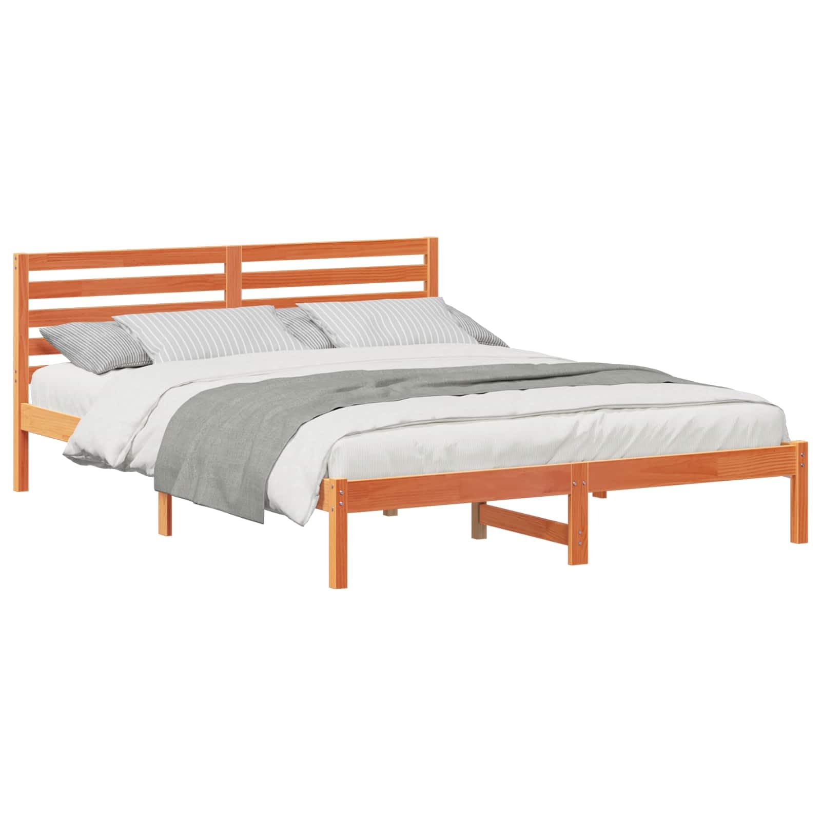 Lite drewno sosnowe minimalistyczna platformowa Brązowy 160 x 210 cm
