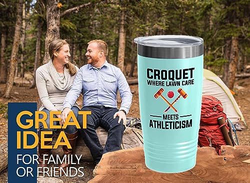 Croquet Pink Edition Viking Tumbler 20oz - Croquet: where lawn - Tennis Racquetball Outdoor Game Netball Softball For Sport Lover