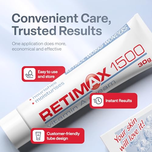 Retimax 1500 Vitamin A, Retinol Creme, Anti-Aging, Anti-Falten, Creme für dehydrierte Haut, 30 g, englische Verpackung