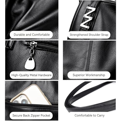 Bolso tote grande para mujer, de cuero vegano, bolso de hombro y mano, tipo hobo miniatura 5