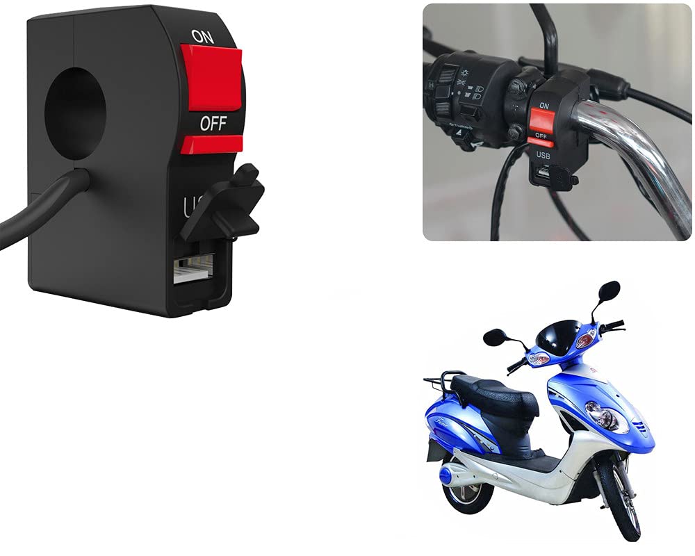 Selifaur - Bike Headlight On/Off Switch Button Signal Light Switch with USB Charging Port Applicable for - Lohia Fame