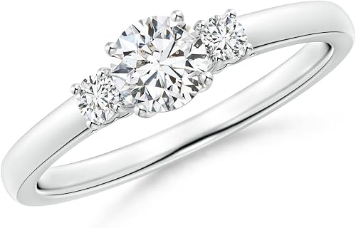 PURE IGNIS Round Lab Grown Diamond Three Stone Engagement Ring in Silver (Weight