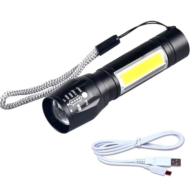 Image of LED Torch Rechargeable, Super Bright Adjustable Focus Flashlight, 3 Lighting Modes, Long Battery Life, Waterproof Pocket Size Torch for Power Cuts, Emergency, Camping, Hiking, Outdoor (Single Torc