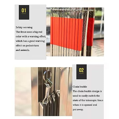 Barrière de signalisation avec roulettes, barrière de sécurité rétractable pliable - 3