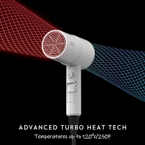 Image of AINA Diffuser Hair Dryer Full-Featured Blow Dryer 110V /1600W(White) | 3 Heat /2 Speed;Cold shut button;Lightweight;Compact Size;High Temp;Low Airflow;Same Results;Less Expense