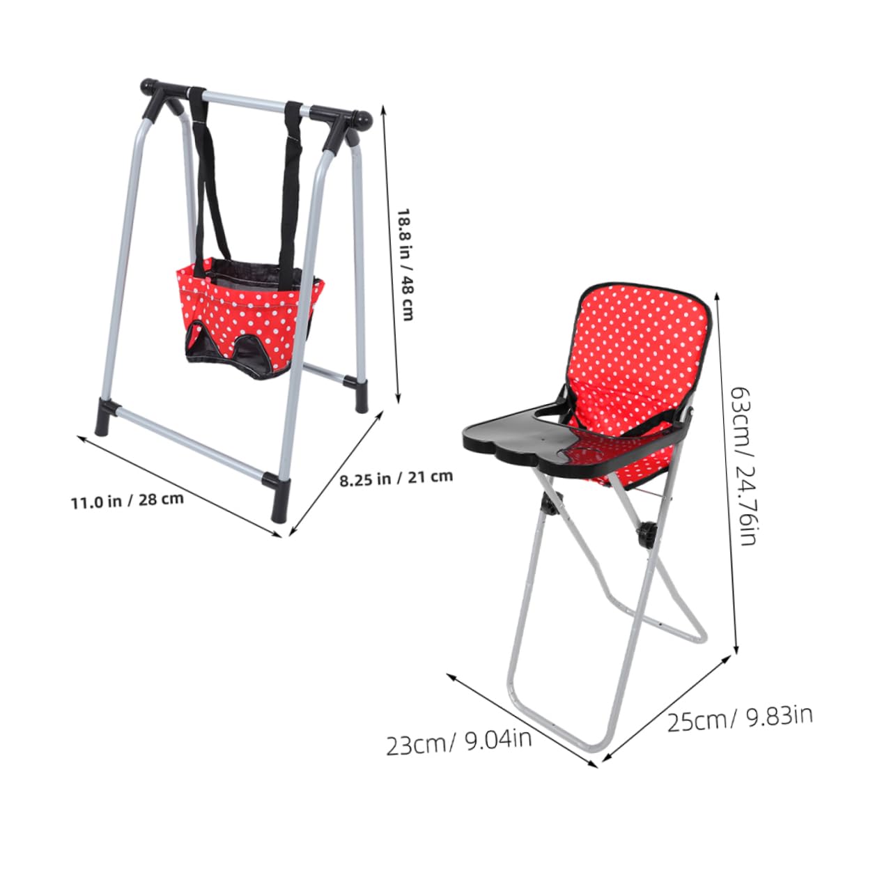 JOINPAYA Doll Accessories Set 2Pcs Realistic Baby Doll High Chair and Swing Playset Durable Furniture for Dolls Encourages Imaginative Role Play and Interactive Dollhouse Fun - Image 2