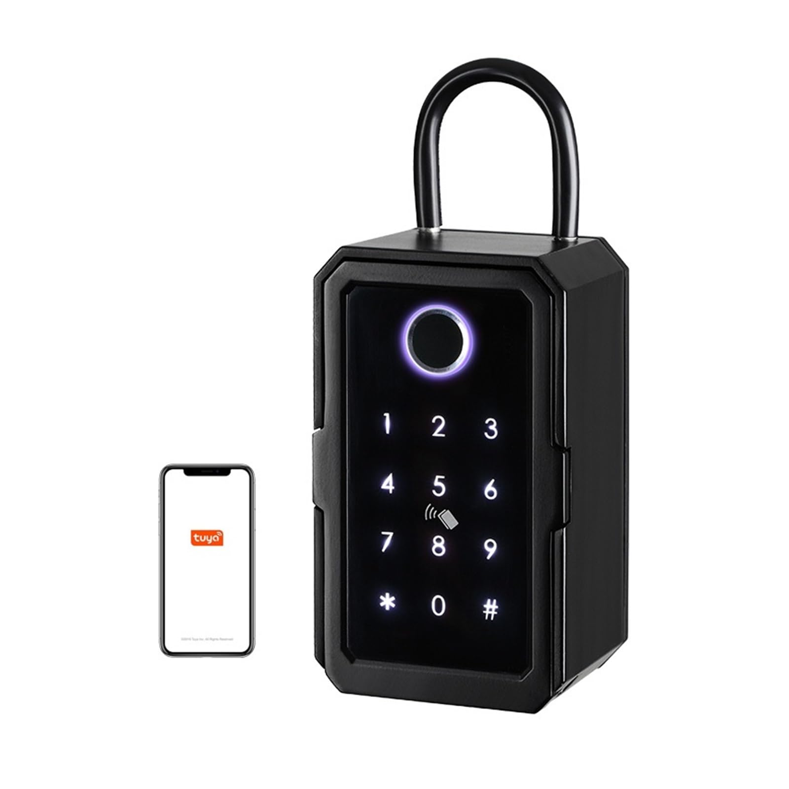 CVFRDD Security Safe Box Key Safe Tuya Ttlock Fingerprint Digital Box App Remote Access Wall Mount Combination Security Lockbox(Tuya app)