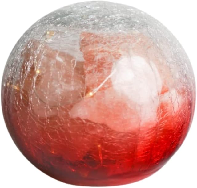 The Salt of Life Crimson Crackle Ball Himalayan Salt Lamp- Glass Crackle Ball. Aesthetic Room Decor. Battery Lights Bedroom Accessories & Bedroom Decor. Divine Bedside Lamp for Bedside Table (12cm)