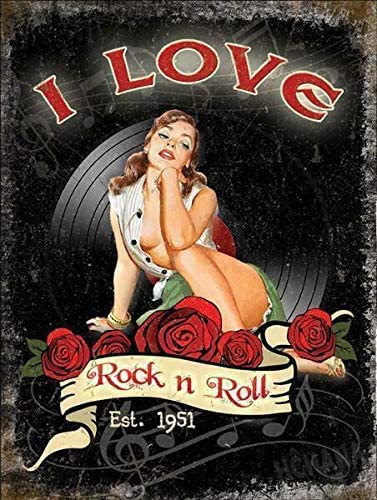 GEDSING Vintage Style Retro Metal Wall Sign TIN Plaque Love Rock ROLL Music 1950 Gift Pub Club Cafe bar Home Wall Art Decoration Poster Retro 8x12