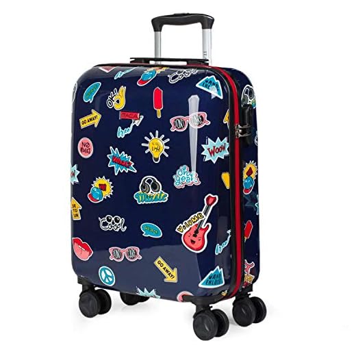 ITACA - Maleta de Viaje Infantil Juvenil Pequeña Cabina Avión Rígida y Ligera con 4 Ruedas para Niña Niño. Trolley Equipaje de Mano 55x40x20. Candado con Combinación. 702250, Color Marino