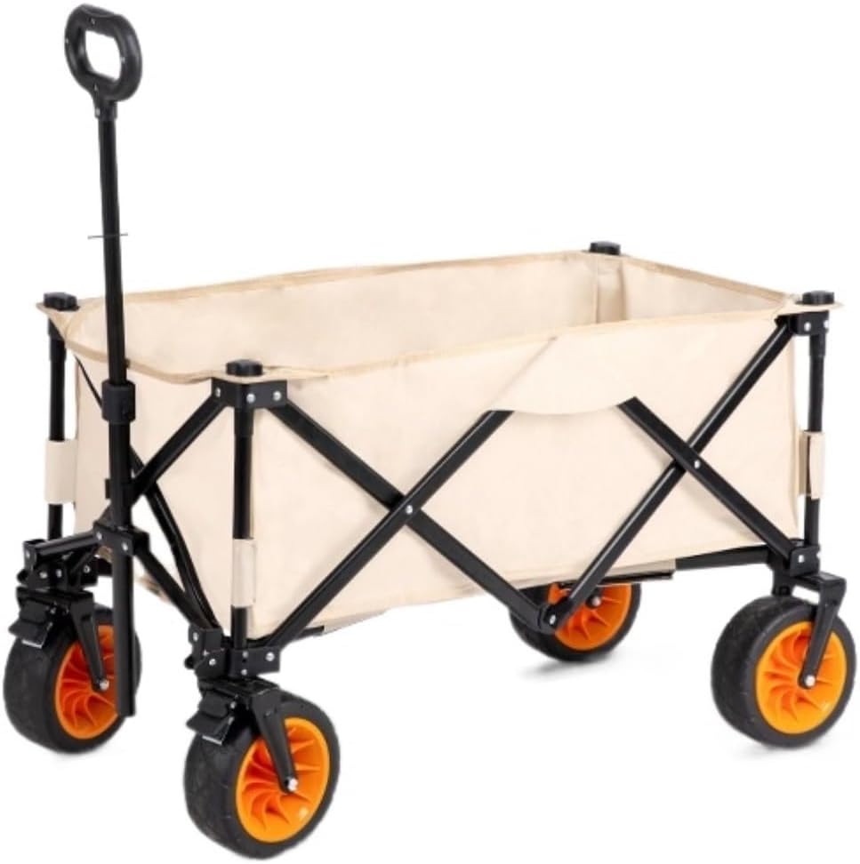 Collapsible Wagon Cart with Wheels Foldable Folding Wagons Carts Silent Universal Wheels,Festival Camping Trolley Folding Outdoor Utility Wagon with Adjustable Handle Heavy Duty Garden Cart