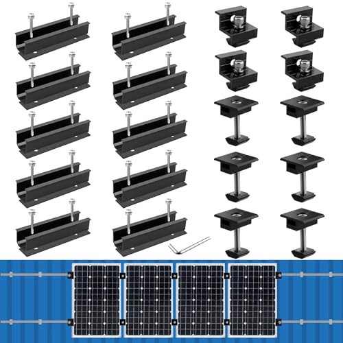 Anbte Solar Panel Mounting Brackets, Included 10 x 4.72 in Rails + 4 end Clamps + 6 Center Clamps...
