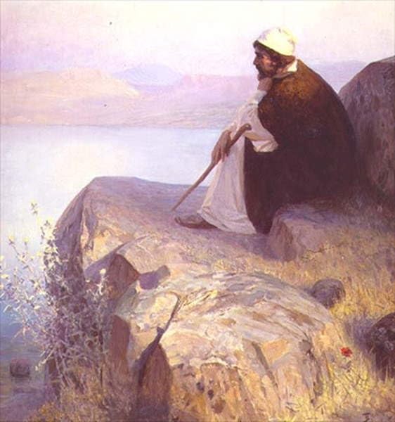 Poster sur toile La mélancolie Daydream Vasilij Dmitrievich Polenov 50x70 cm sans cadre