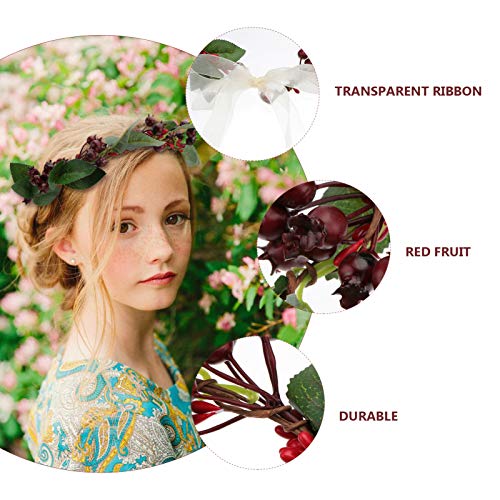 image for Frcolor Christmas Flower Headbands with Artificial Berry Floral Crown 