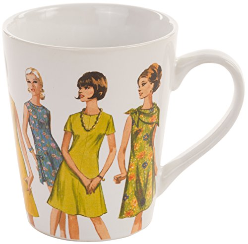 Simplicity Vintage Fashion 60's Ceramic Tea or Coffee Mug, 12 oz.