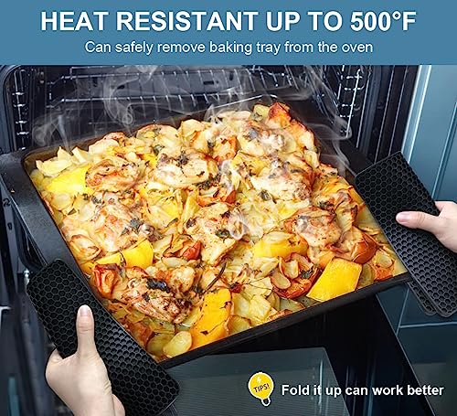 Image of Walfos Silicone Trivet Mats - 4 Heat Resistant Pot Holders, Multipurpose Non-Slip Hot Pads for Kitchen Potholders, Hot Dishers, Jar Opener, Spoon Holder, Food Grade Silicone & BPA Free (Green)