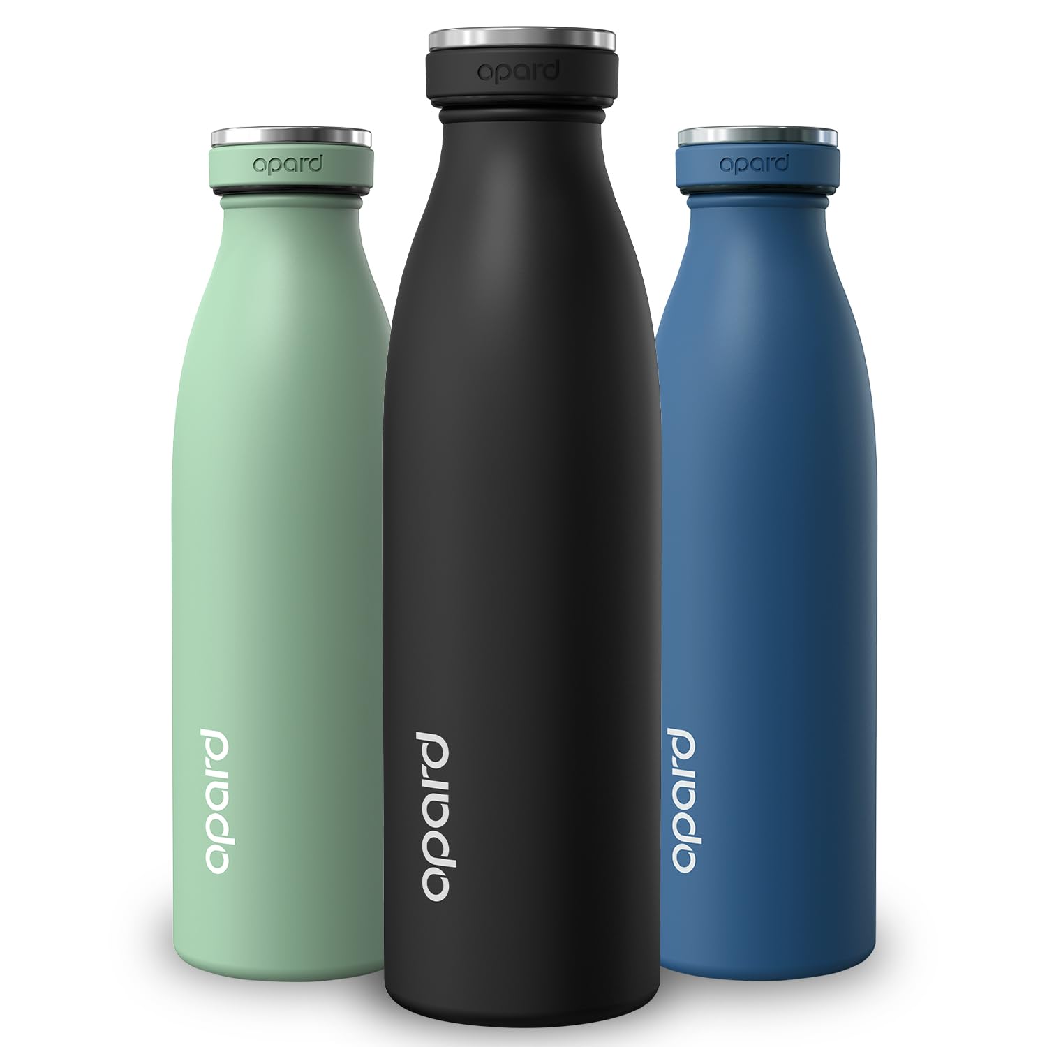 Opard Grip Insulated Water BottleStainless Steel, 36h Cold & 12hr HotMetal Water Bottle 500ml,Leakproof Drink Bottle, No SweatThermal Flask for Adults Kids Black